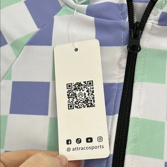 Attraco‎ Sport Purple-Green Plaid Long Sleeve Swimsuit UPF50+ Rash Guard Small - Picture 8 of 16